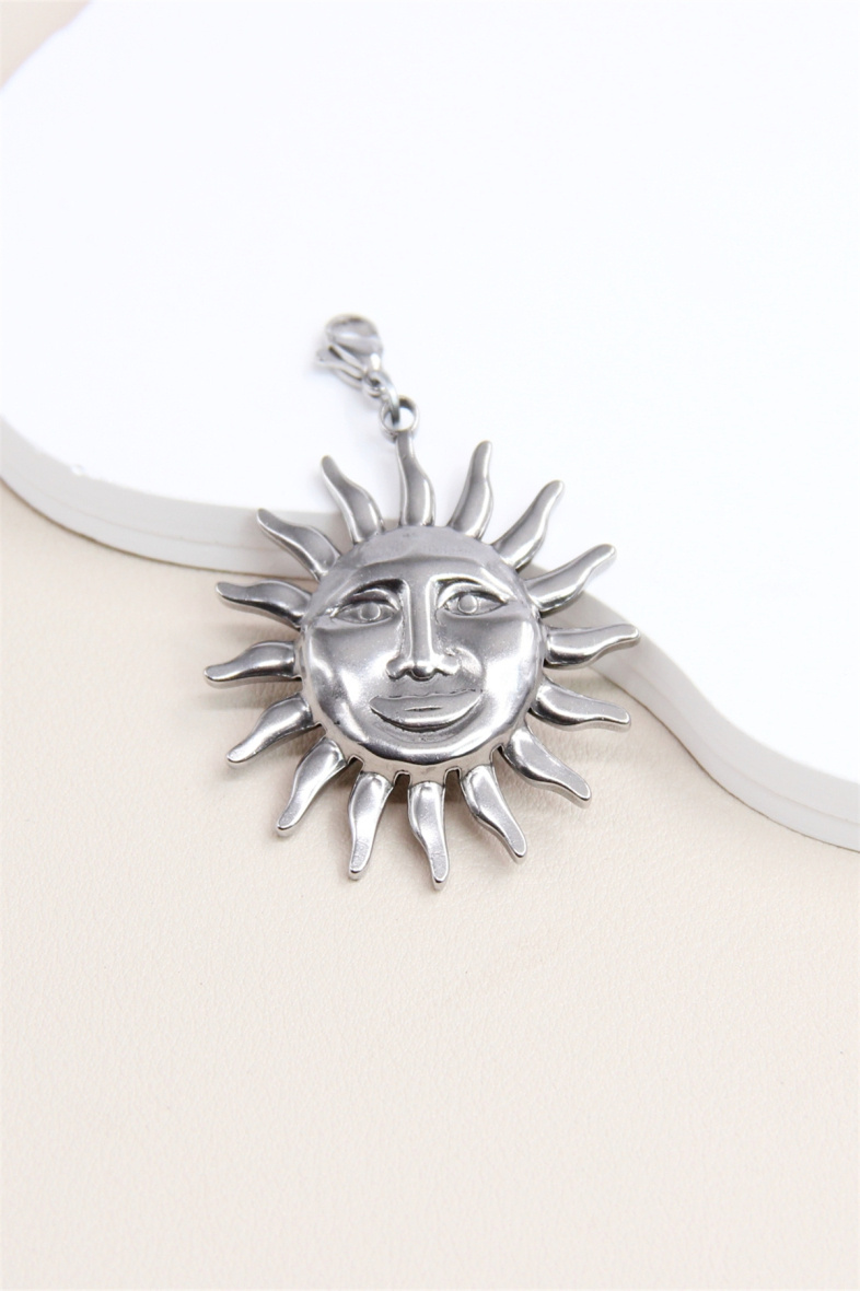 Grossista Bellissima - Ciondolo charm Sole splendente in acciaio inossidabile - Taglia L