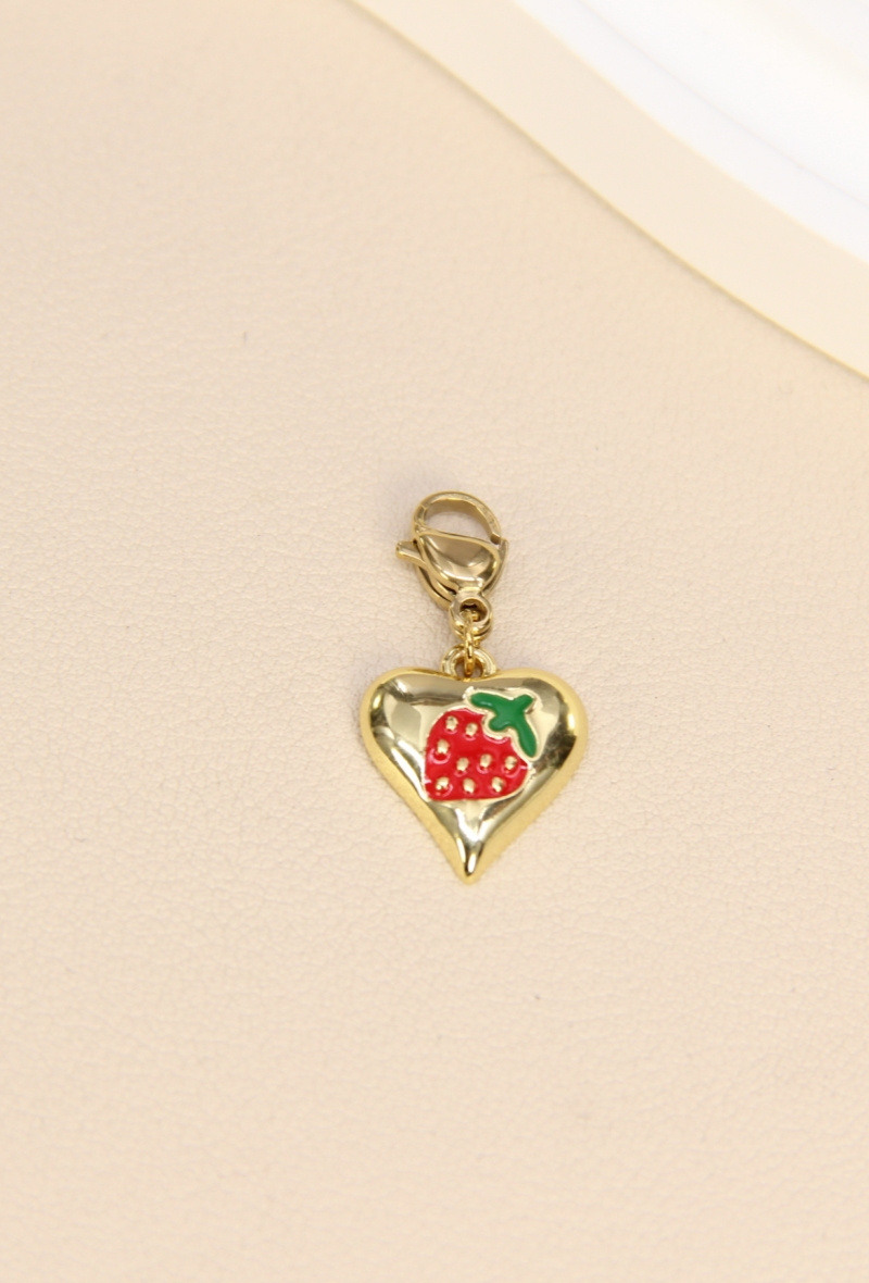 Grossiste Bellissima - Pendentif Fraise en Cœur - Douceur et Élégance en Acier Inoxydable