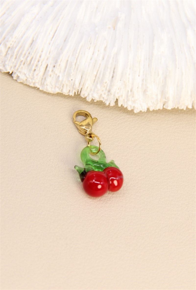 Grossiste Bellissima - Charm cerise en verre – mini pendentif fruit à clipser
