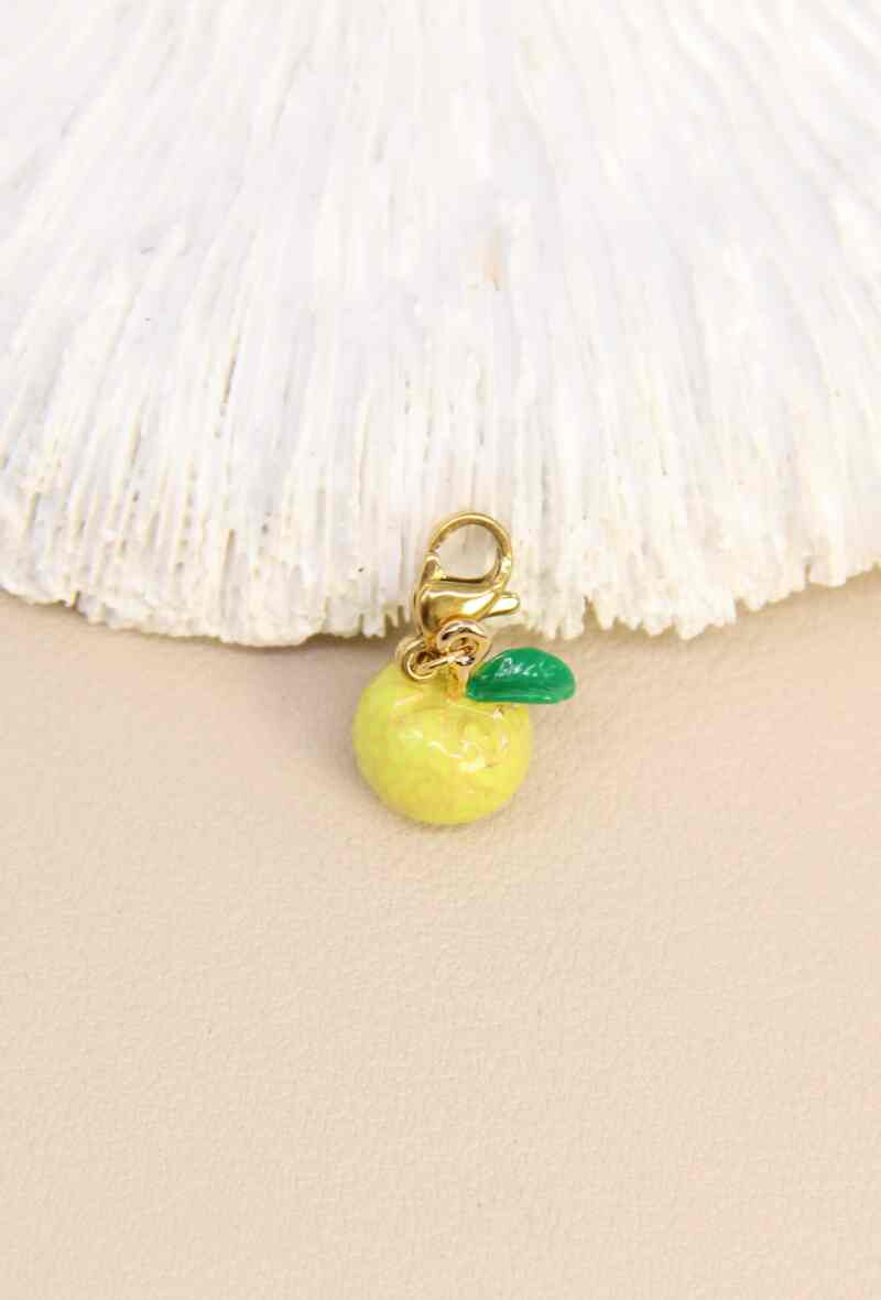 Wholesaler Bellissima - Yellow stainless steel apple charm - The crunchy fruit of your collections