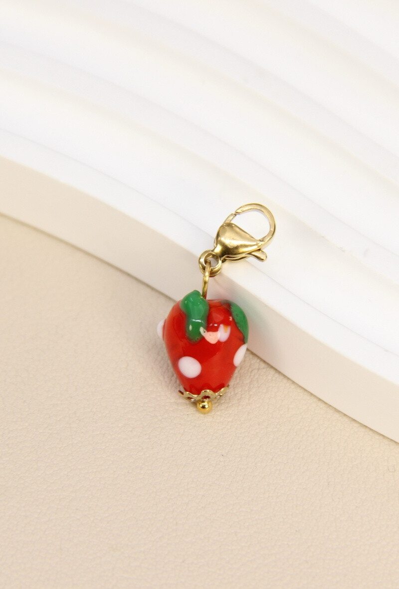 Grossiste Bellissima - Pendentif Fraise Céramique en acier inoxydable