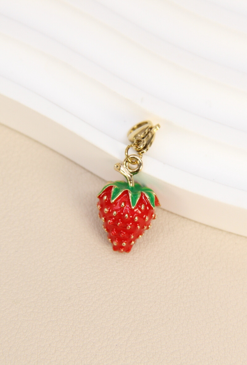 Grossista Bellissima - Pendente alla fragola con carabinatore in acciaio inossidabile