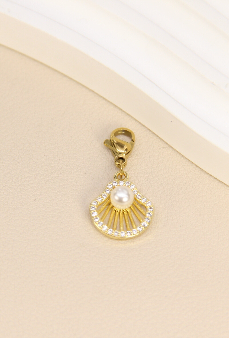 Grossista Bellissima - Pandentive Shell and Pearl - Shinestones in acciaio inossidabile