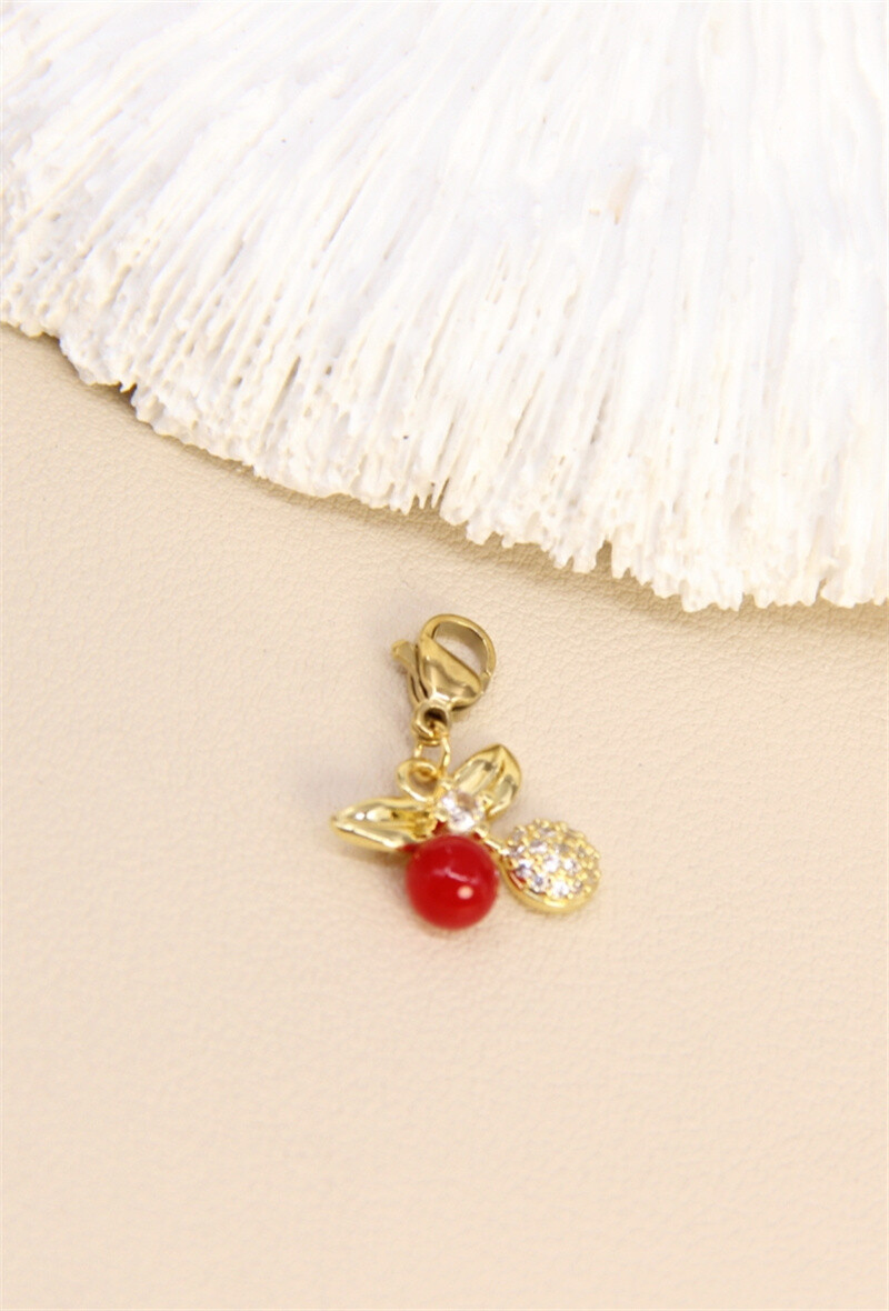 Mayorista Bellissima - Colgante de cereza brillante para enganchar - Acero inoxidable y estrás