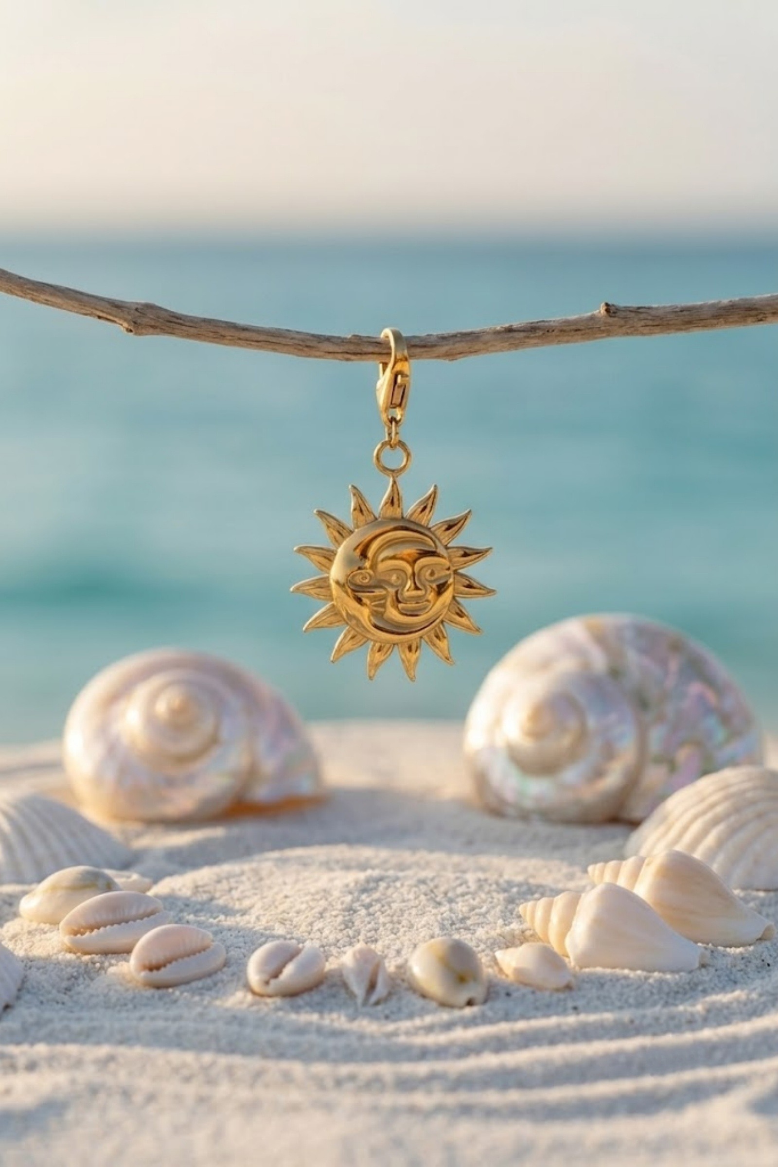 Grossiste Bellissima - Pendentif Soleil Lune en Acier Inoxydable – Charme Céleste Élégant