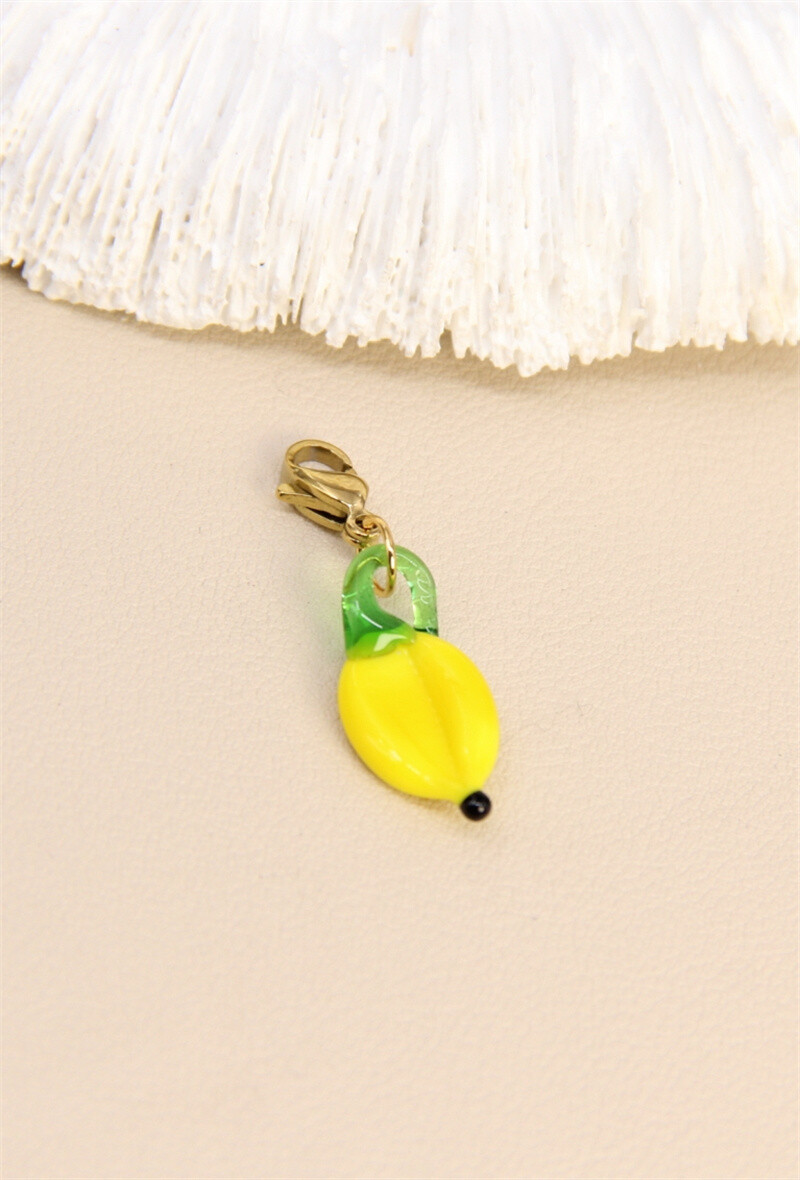 Mayorista Bellissima - Colgante de limón de vidrio y acero inoxidable - encanto de fruta de moda para enganchar