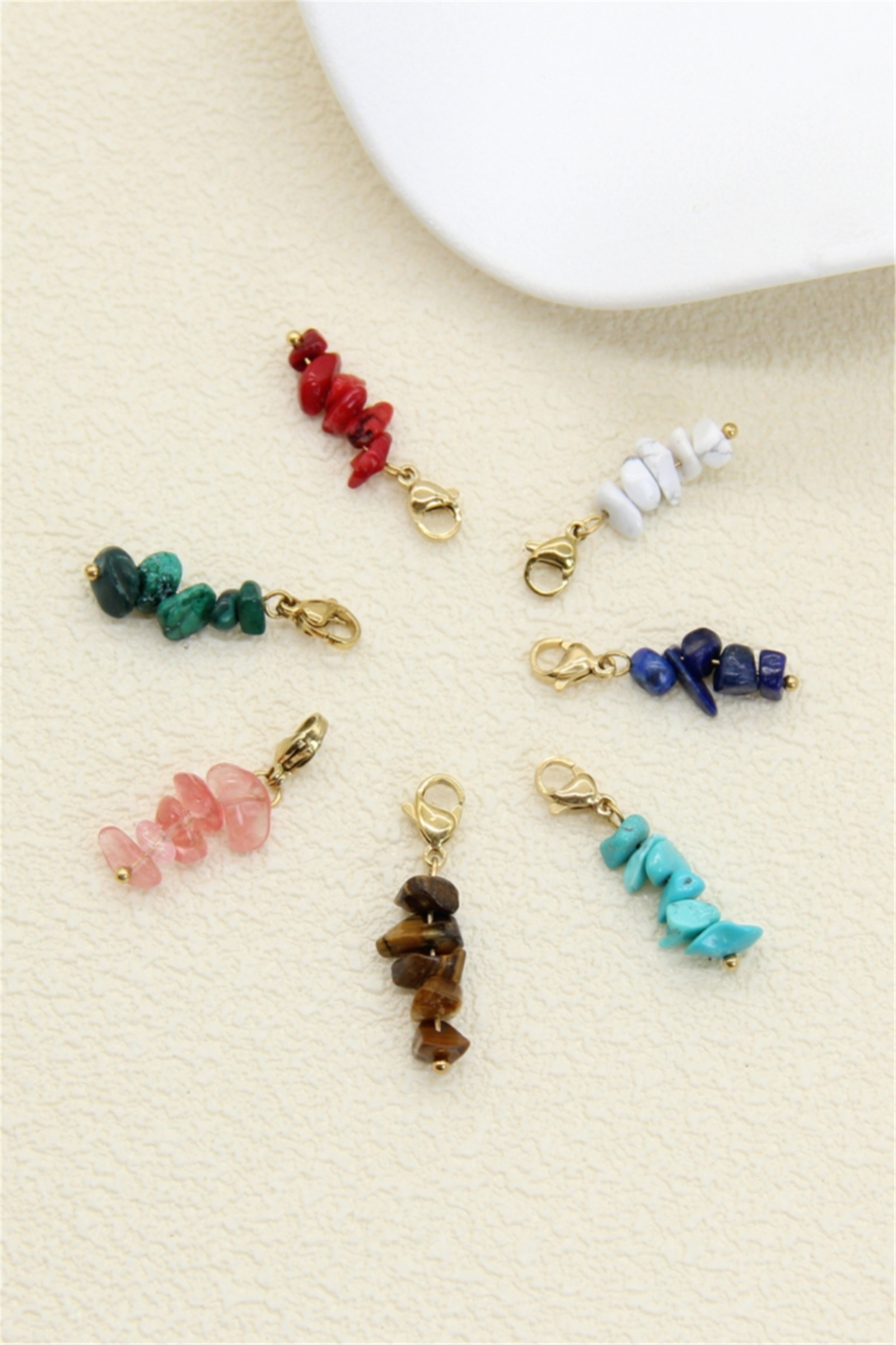 Grossiste Bellissima - Charms pierre naturelle acier inoxydable doré – Pendentifs personnalisés