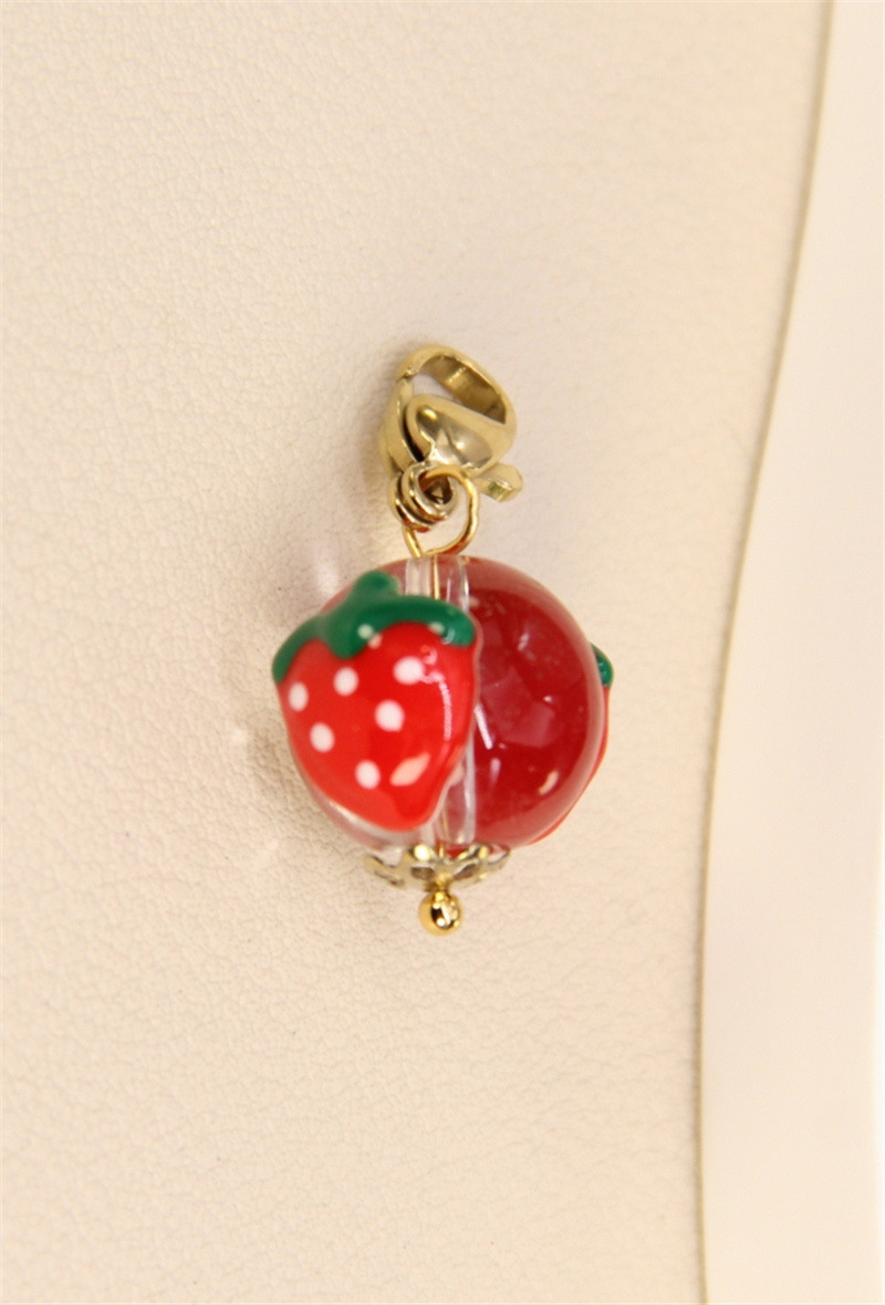 Grossista Bellissima - Pendant alla fragola perla - fantasia inossidabile