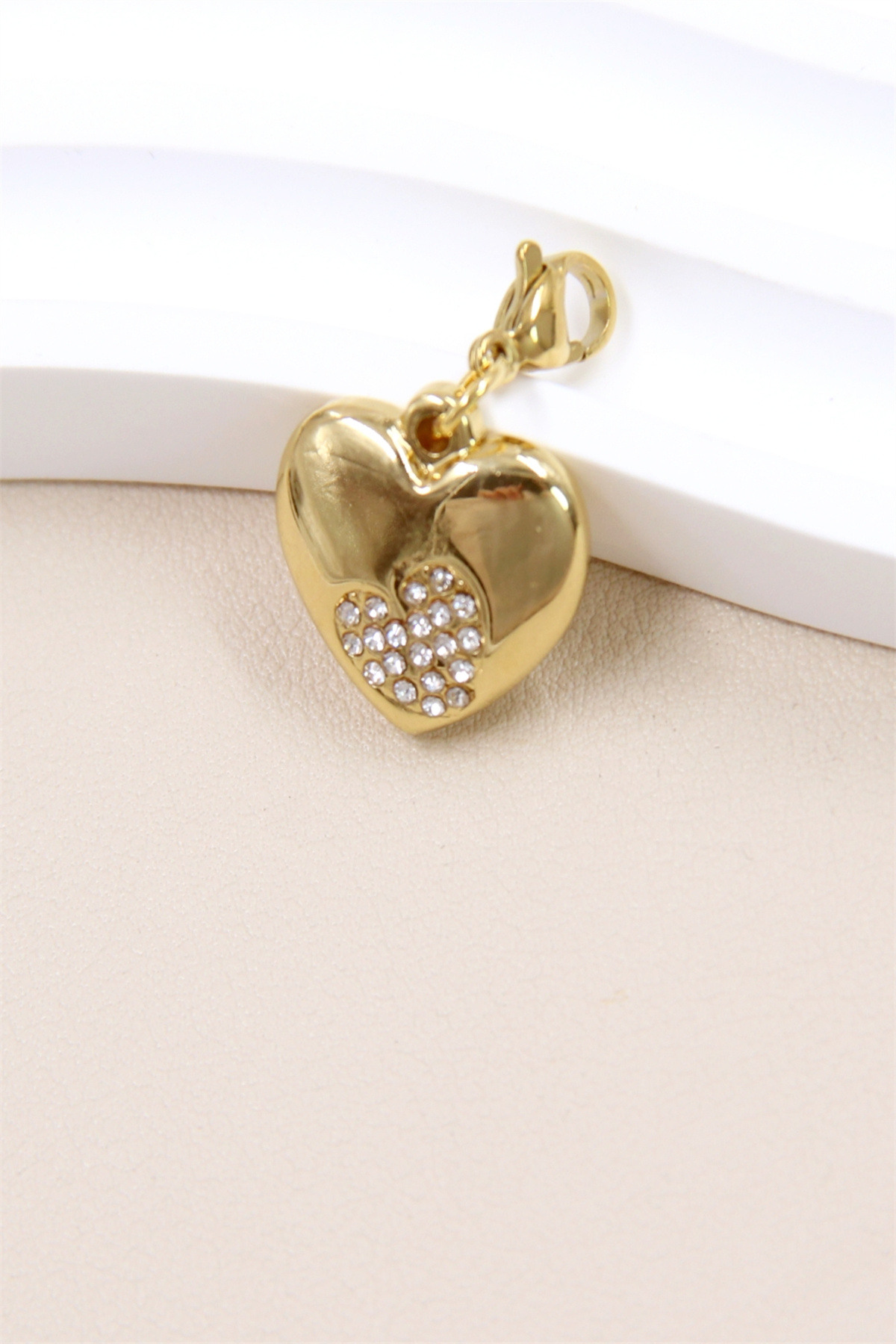 Grossiste Bellissima - Pendentif Cœur en Acier Inoxydable Orné de Strass - Élégance et Brillance