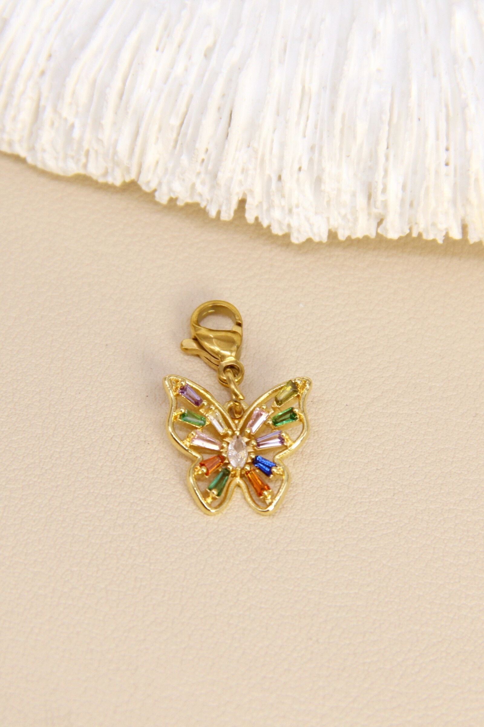 Wholesaler Bellissima - Multicolored butterfly charm in stainless steel - Poetic sparkle and colorful refinement