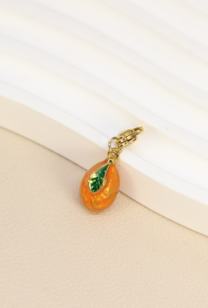Grossiste Bellissima - Pendentif Abricot Créatif - Fantaisie et Élégance Inoxydable