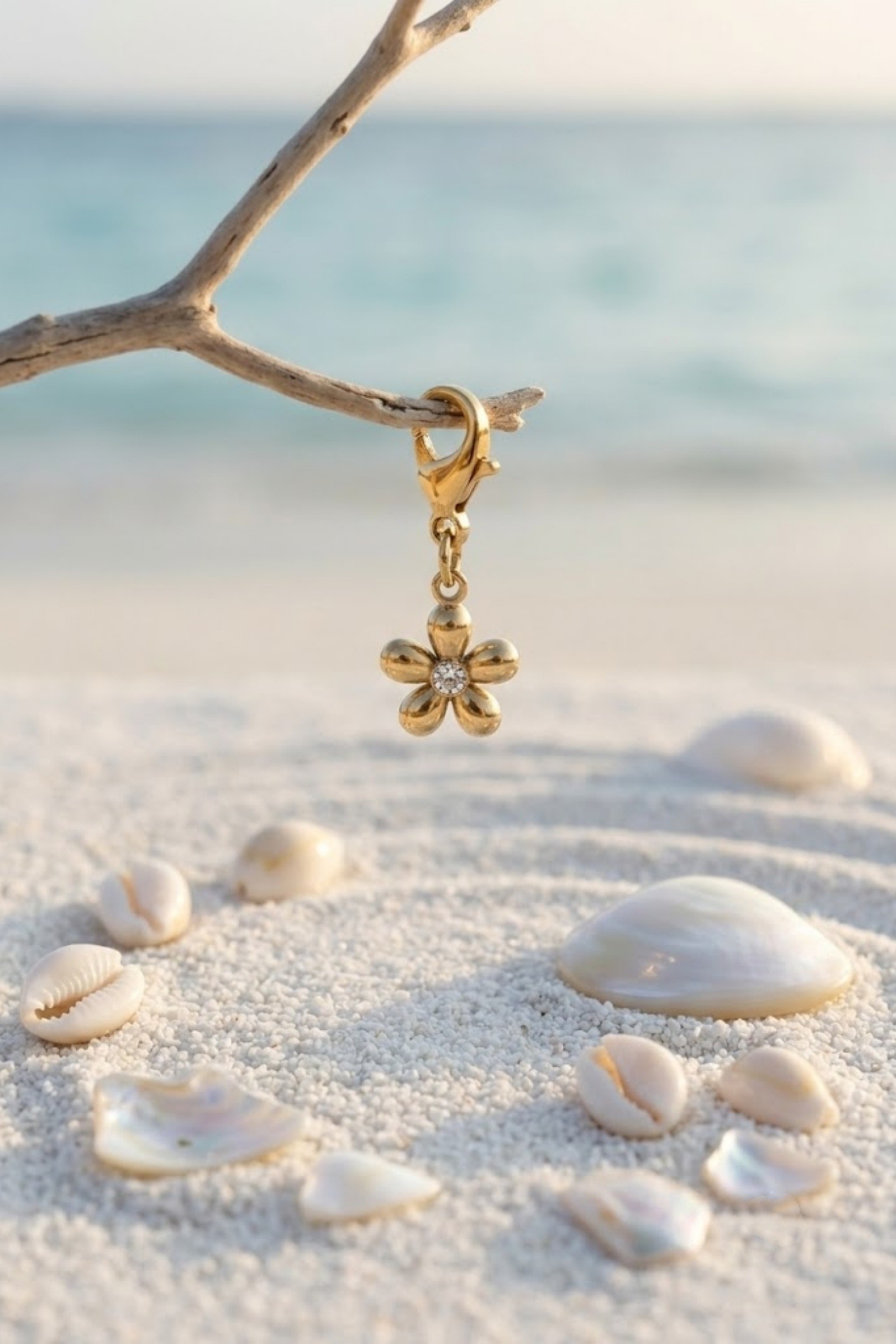 Grossista Bellissima - Ciondolo Fiore con Strass in Acciaio Inossidabile – Delicatezza & Splendore