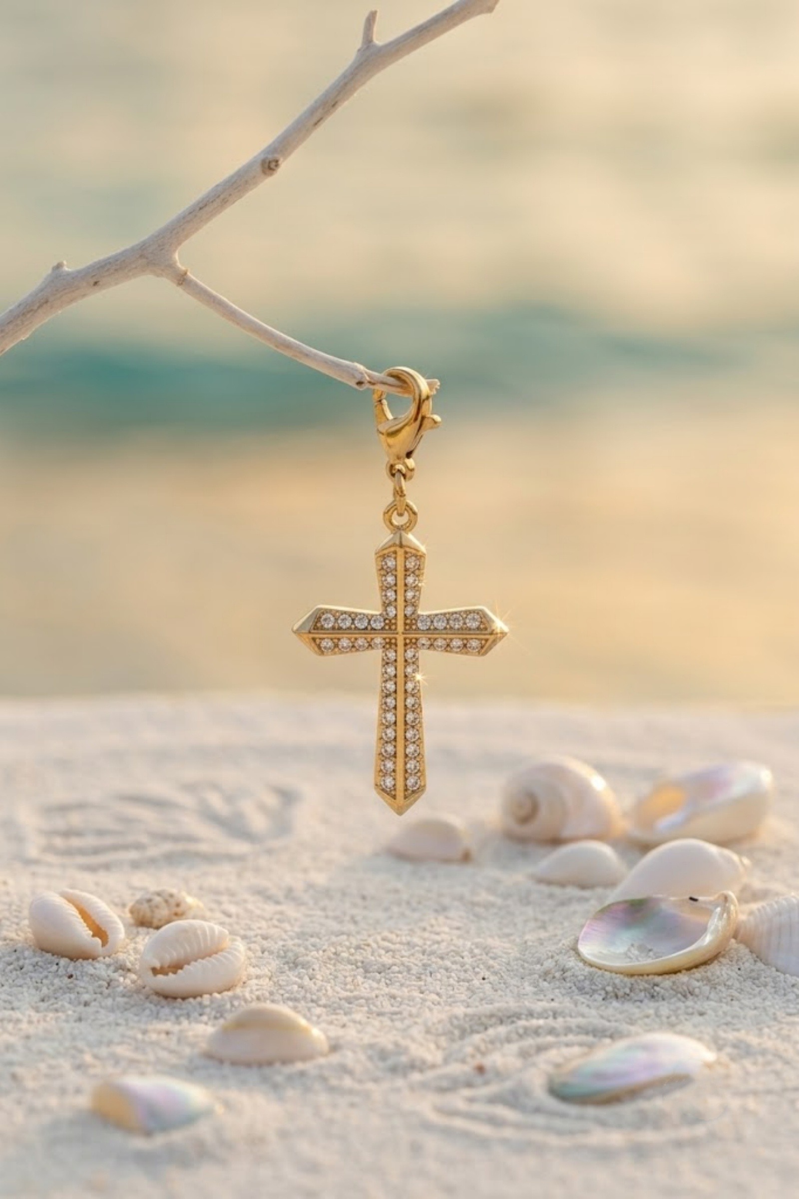 Grossista Bellissima - Ciondolo Croce in Acciaio Inossidabile con Strass – Eleganza Senza Tempo