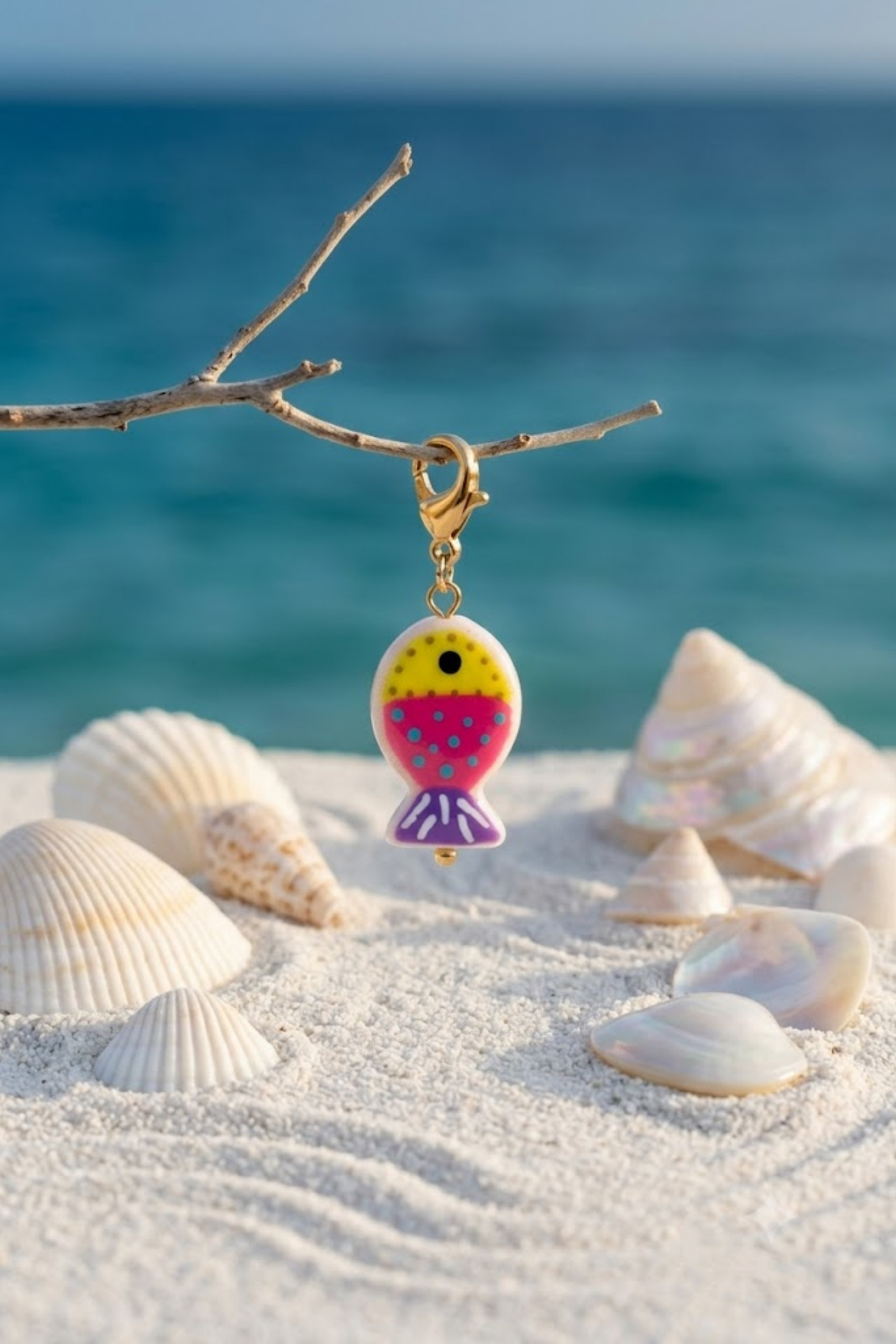 Grossiste Bellissima - Charms Poisson Coloré en Céramique & Acier Inoxydable – Une Touche de Bonne Humeur