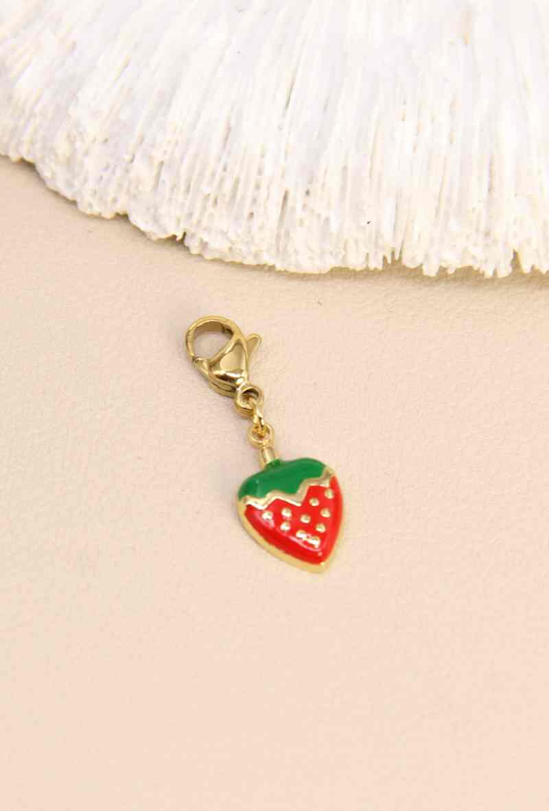 Wholesaler Bellissima - Gourmet strawberry charm in stainless steel - The crunchy fruit to clip