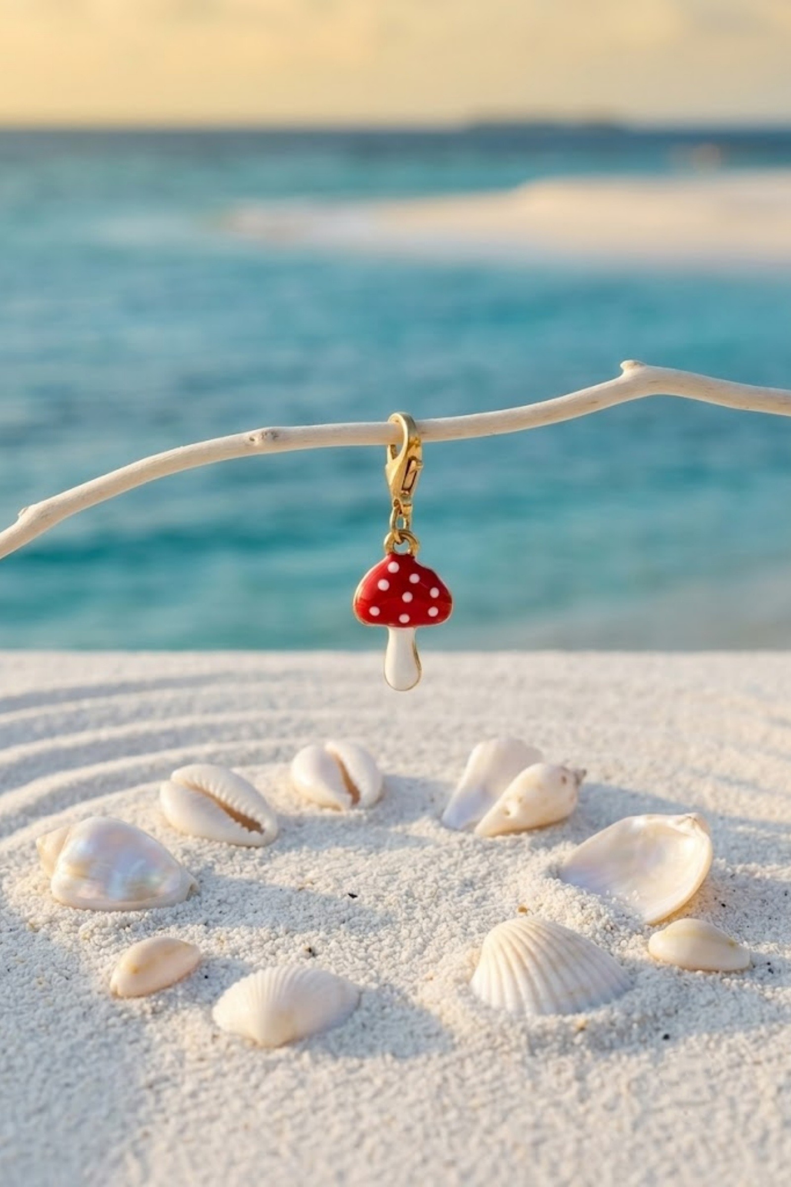 Grossiste Bellissima - Pendentif Champignon Rouge en Acier Inoxydable – Charme Fantaisie Tendance