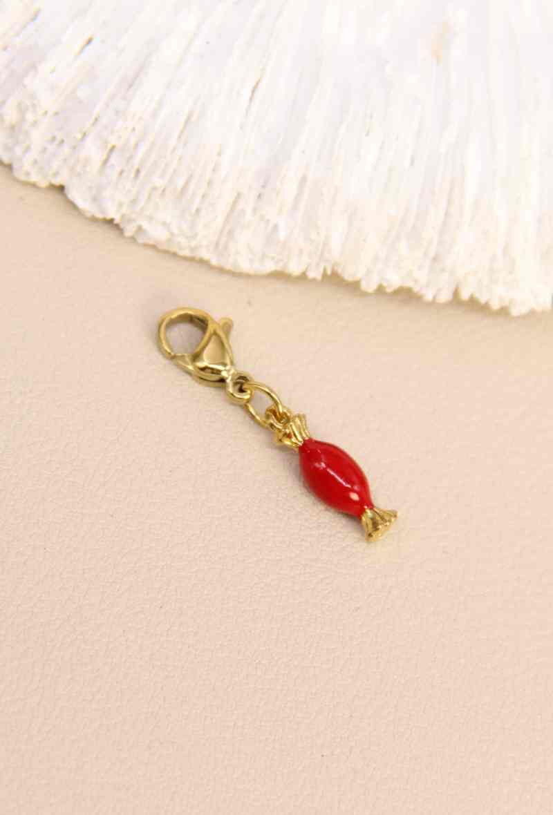 Wholesaler Bellissima - Red stainless steel candy charm - A jewel to bite into