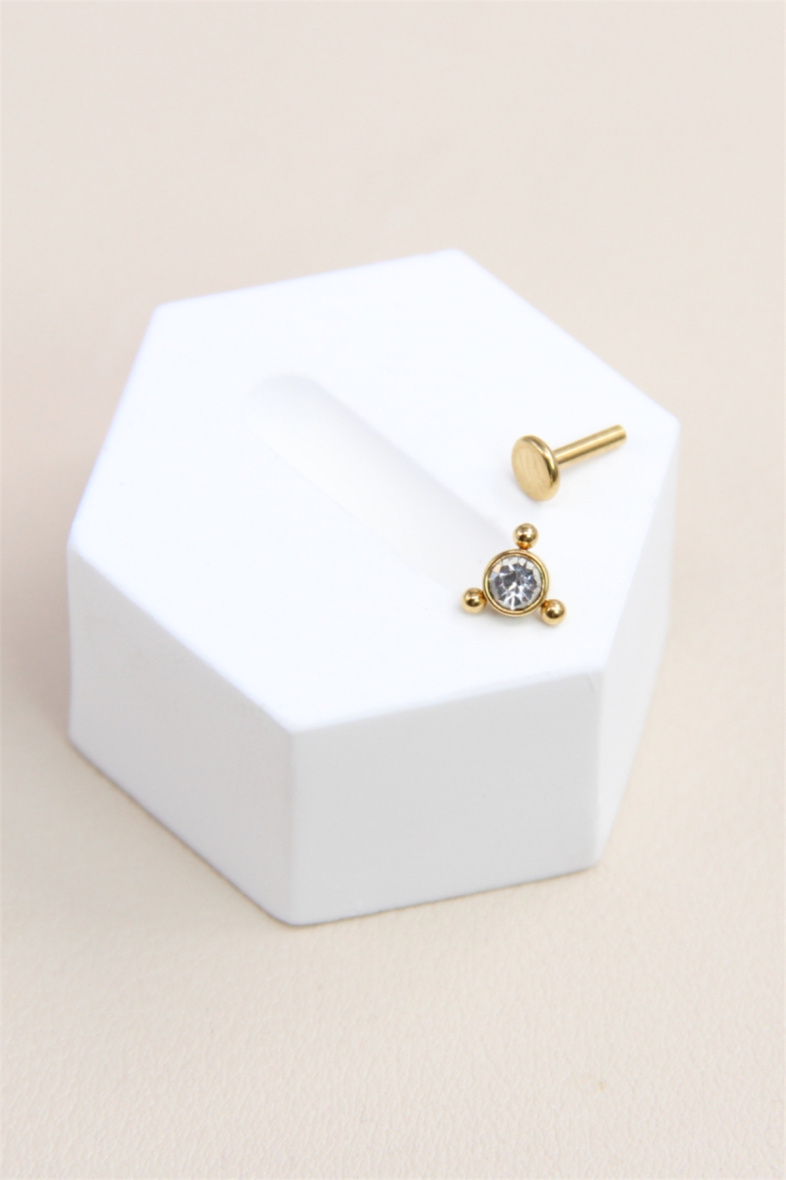 Großhändler Bellissima - Mit Zirkonium verziertes Ohrstecker-Piercing aus Edelstahl