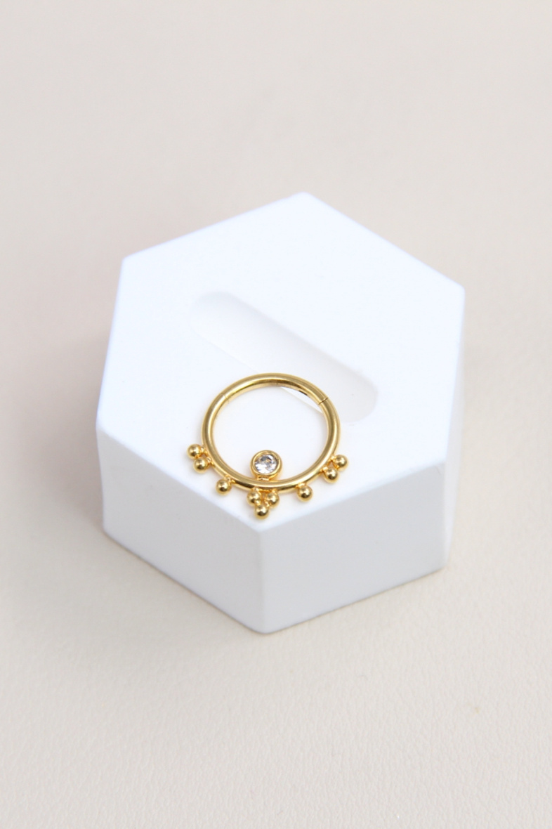 Großhändler Bellissima - Piercingring aus Edelstahl, verziert mit Zirkoniumkristall