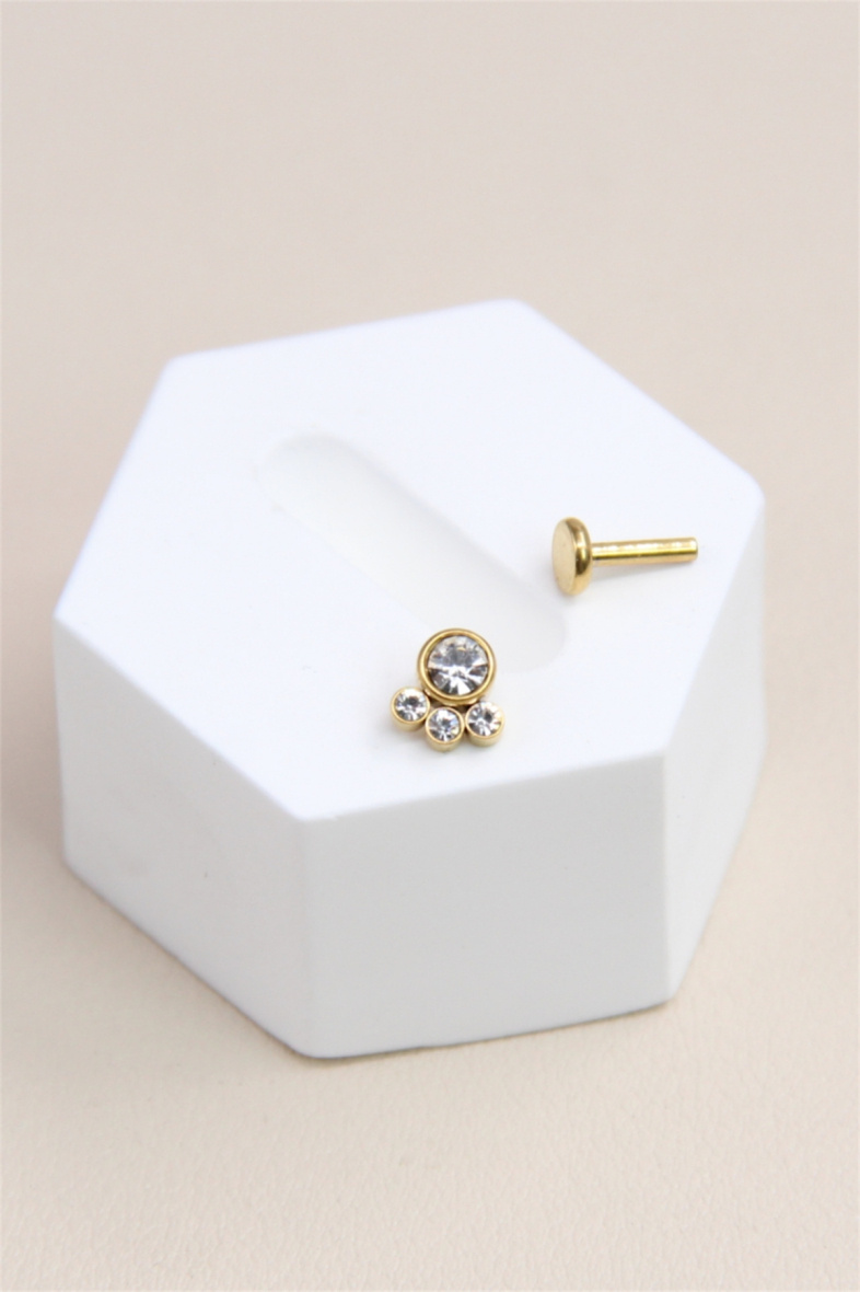 Großhändler Bellissima - Mit Zirkonium verziertes Ohrstecker-Piercing aus Edelstahl
