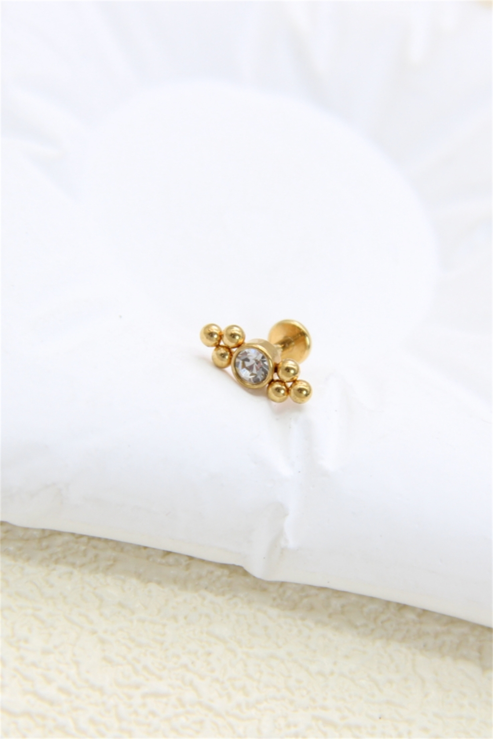 Großhändler Bellissima - Mit Zirkonium verziertes Ohrstecker-Piercing aus Edelstahl