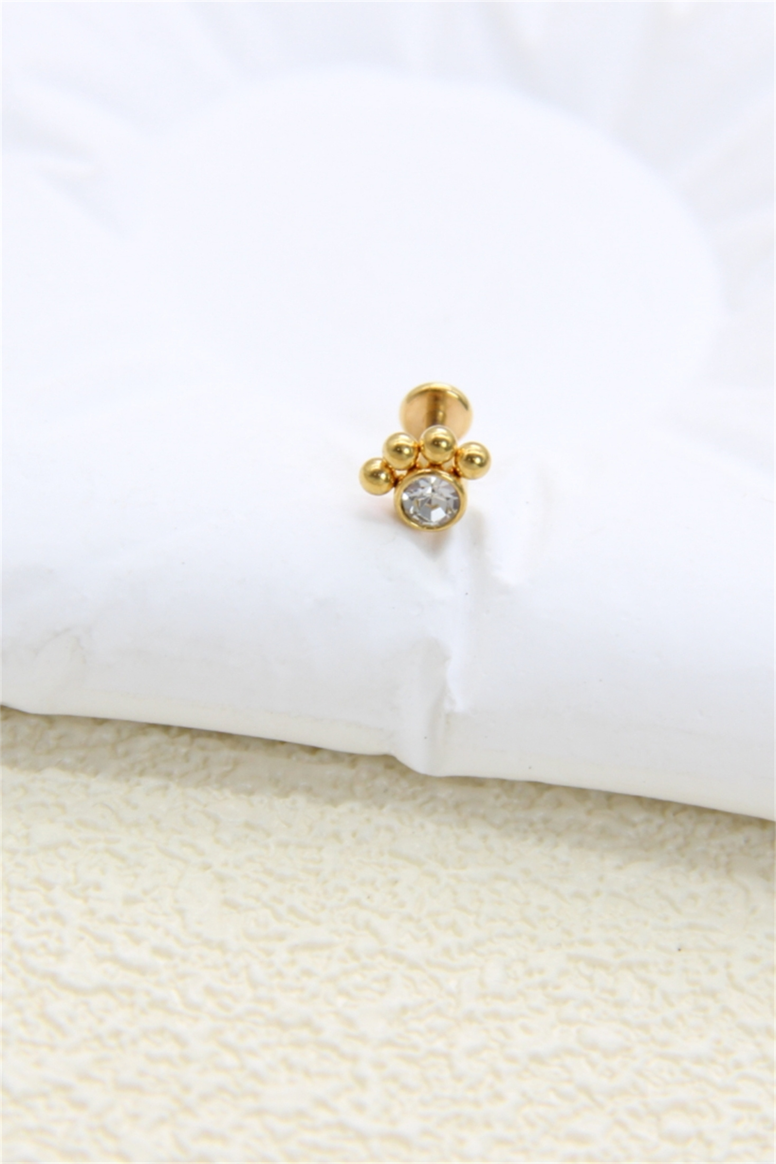 Grossiste Bellissima - Piercing Labret Strass à Billes – Acier Inoxydable Doré ou Argenté