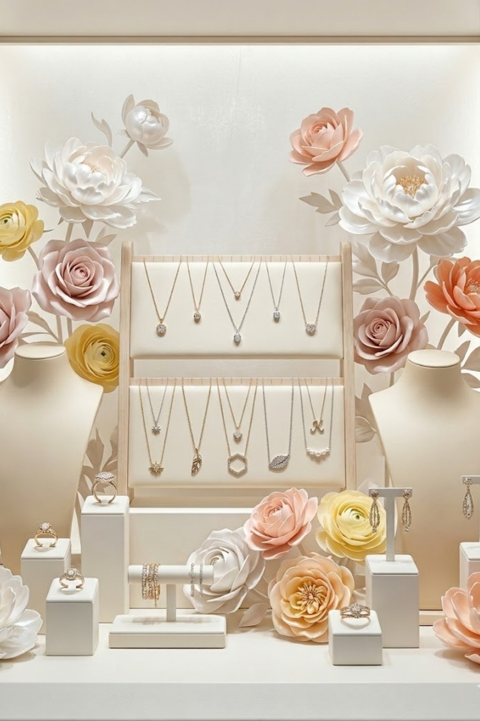 Mayorista Bellissima - Expositor de Collares Color Crudo – Soporte para Joyas de Vitrina 33 × 39 cm