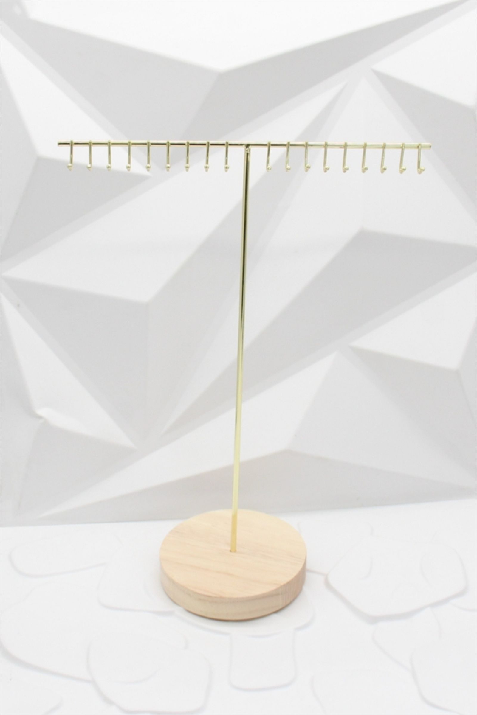 Grossiste Bellissima - Présentoir pour Colliers et Bracelets – Métal Doré & Base en Bois
