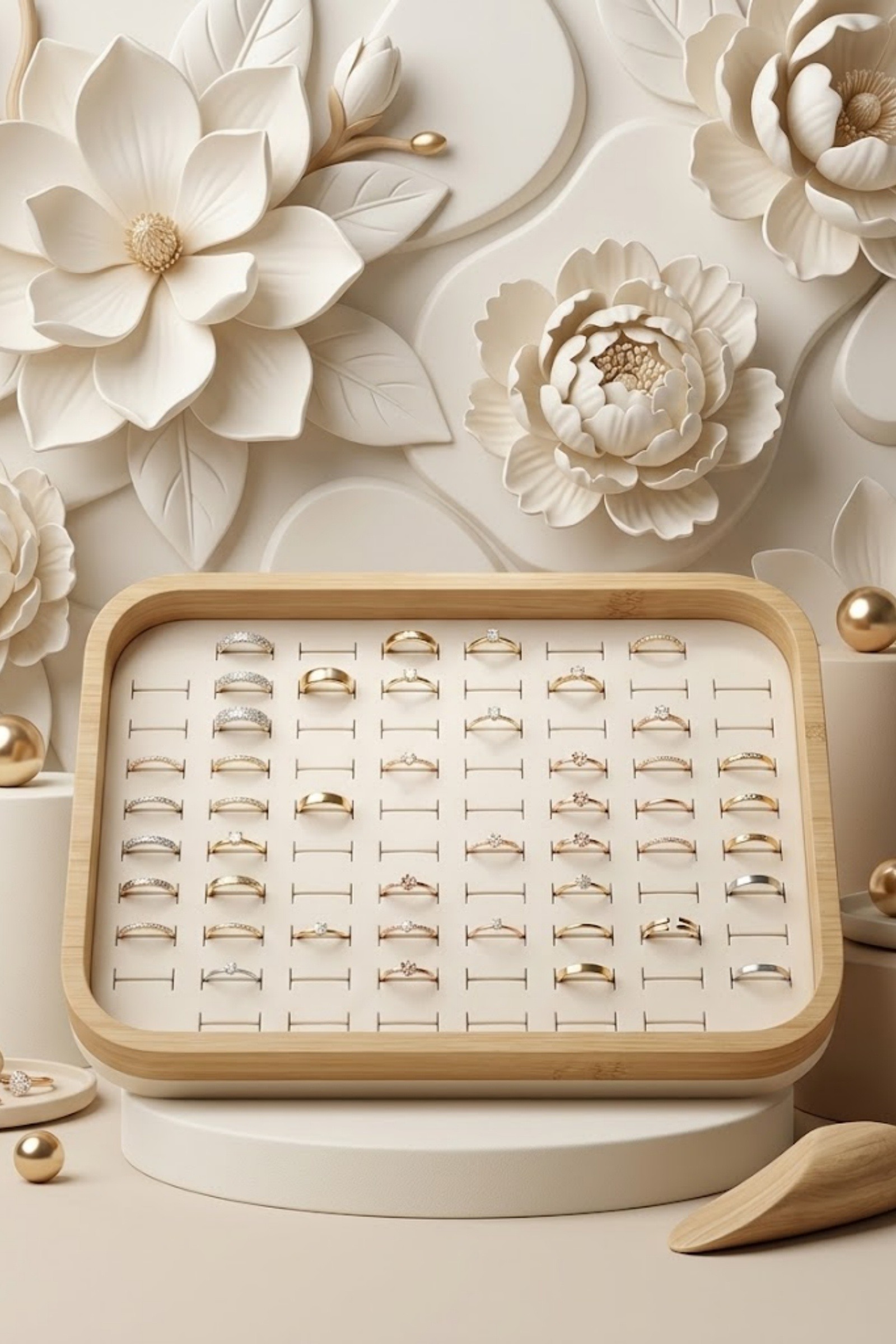 Mayorista Bellissima - Expositor de Anillos de Madera – Soporte para 76 Anillos 27×20×4 cm
