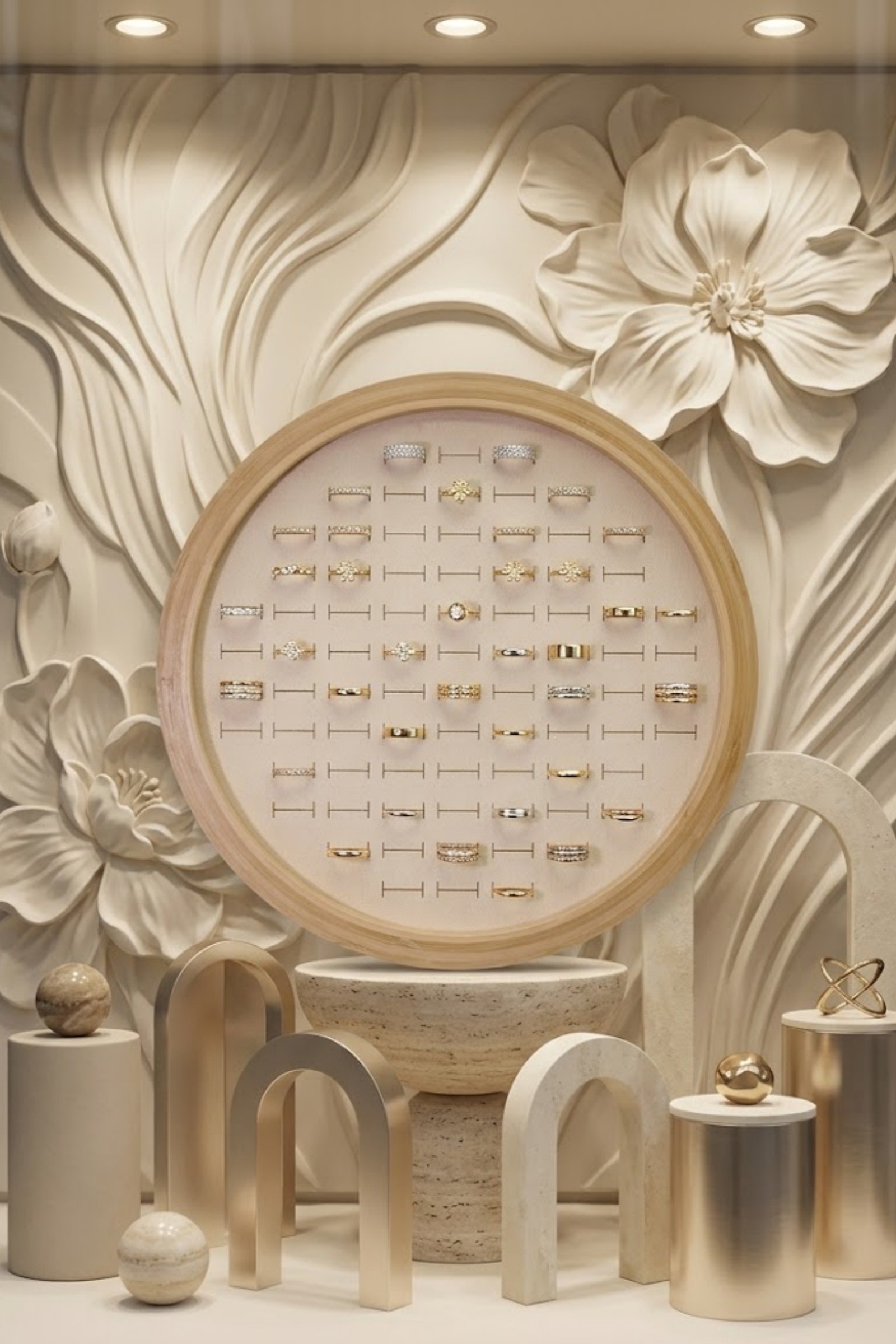 Mayorista Bellissima - Expositor de Anillos de Madera – Soporte para 80 Anillos Ø 25 cm