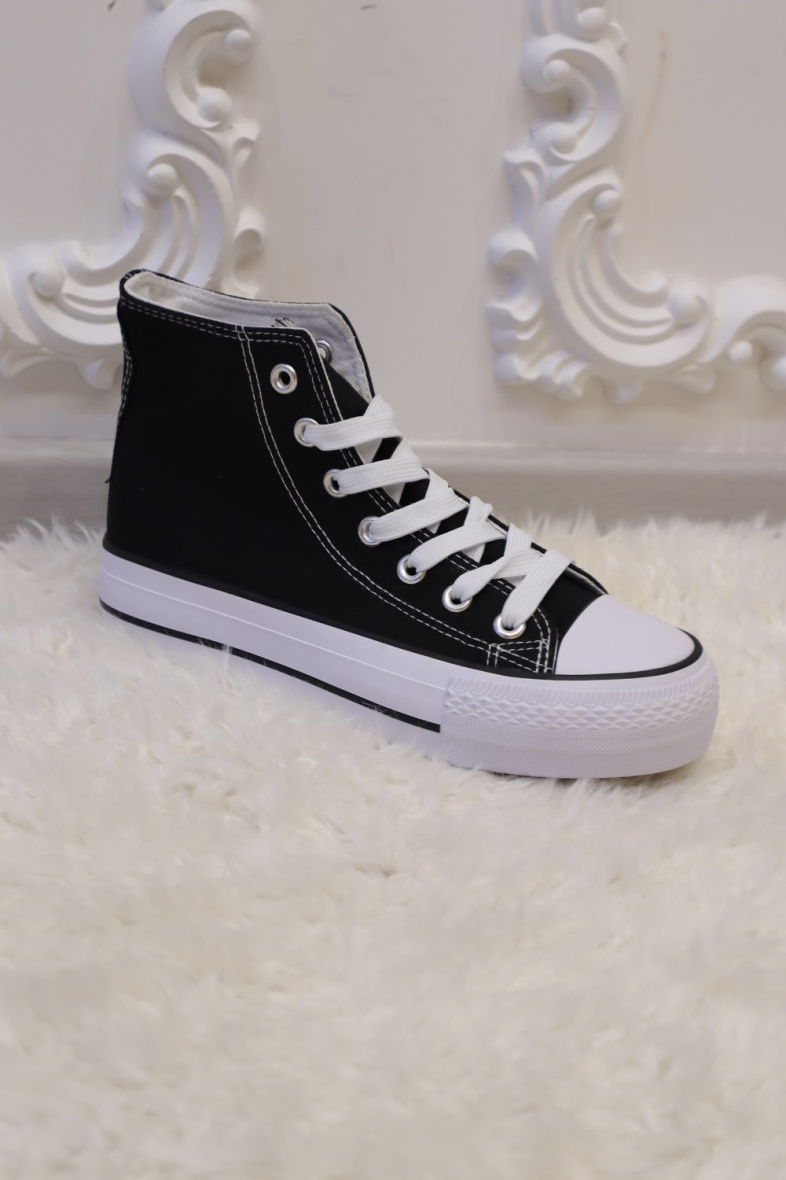 Wholesaler Bello Star - High-top sneakers in denim effect fabric with laces
