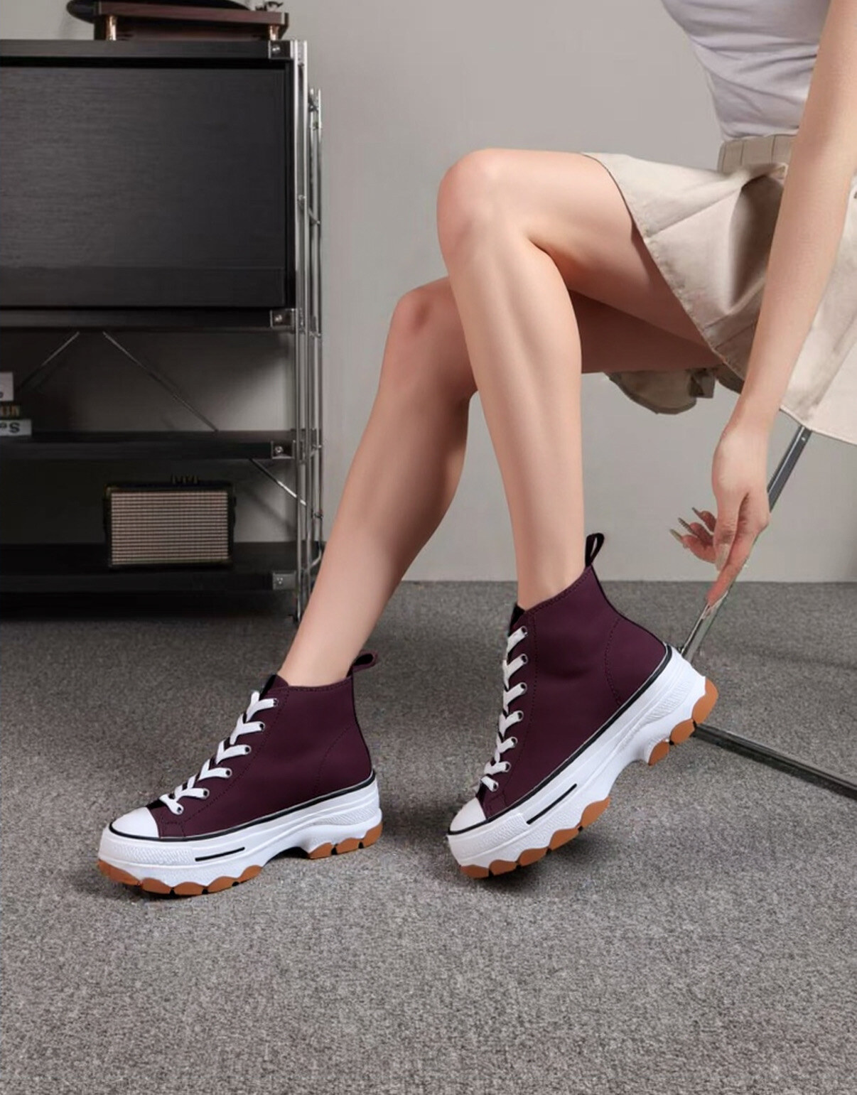 Wholesaler Bello Star - High-top faux leather sneakers with laces