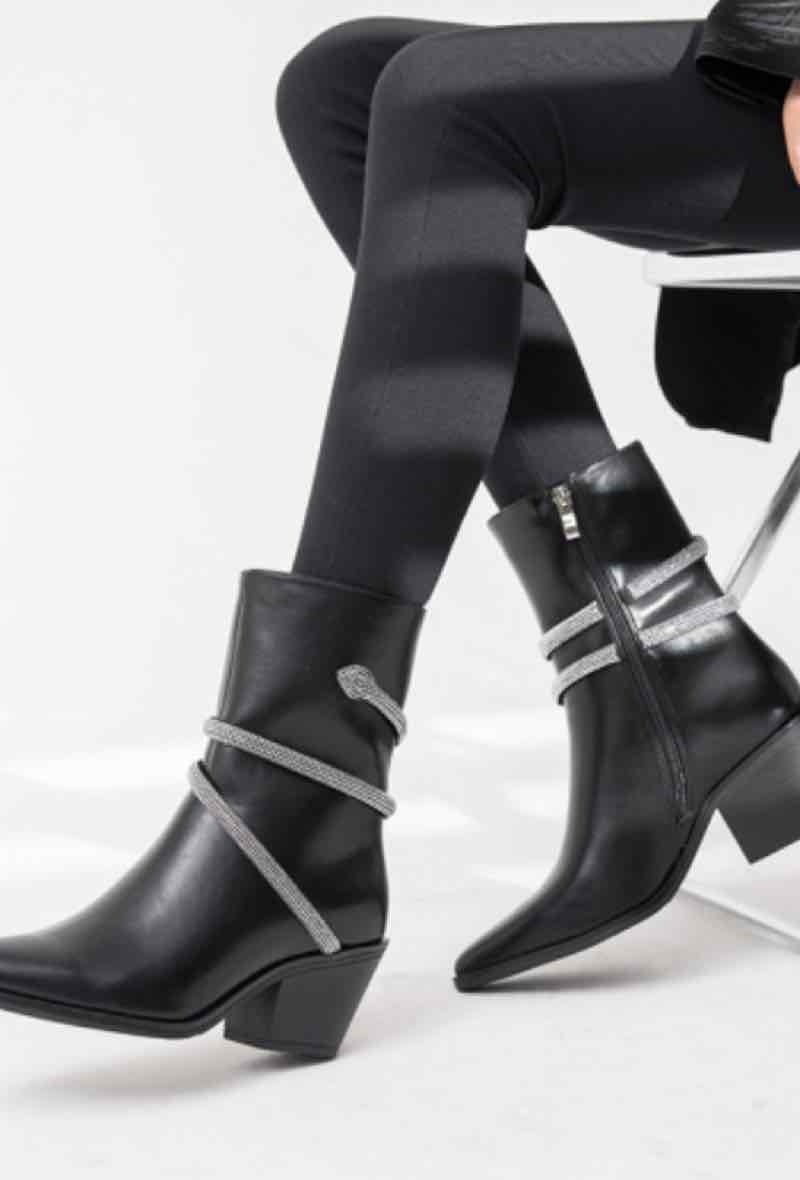 Mayorista Bello Star - Botines de piel sintética con pedrería