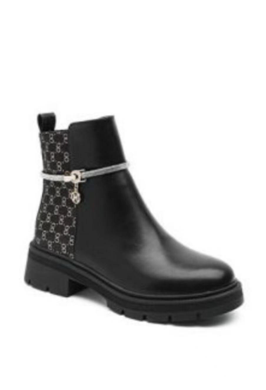 Wholesaler Bello Star - Faux leather ankle boot with rhinestone embellishments and zipper