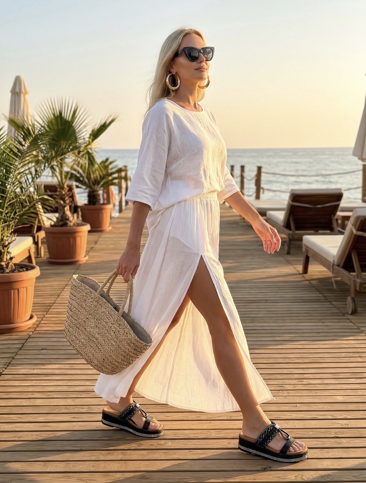 Mayorista Bello Star - Chanclas de plataforma con bordado y mezcla de materiales