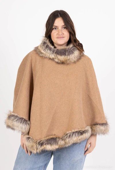 Poncho élégant femme, automne/hiver, 25% laine, 75% polyester, parfait pour les soirées fraîches d'octobre.