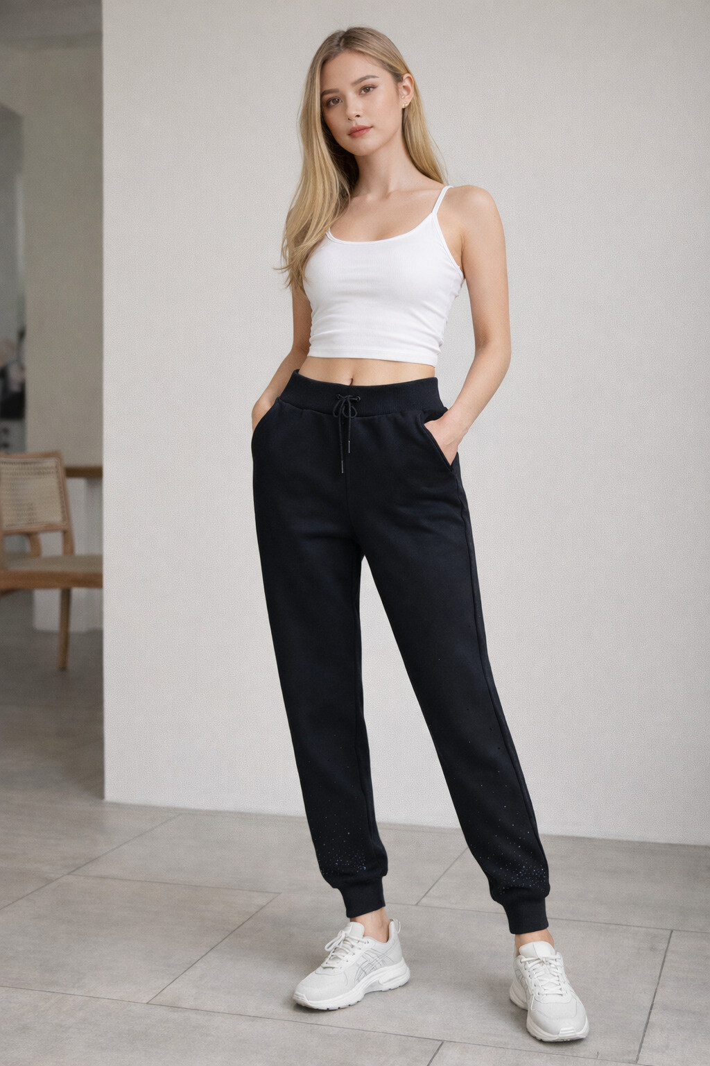 Wholesaler Berry Denim - Rhinestone hem pants