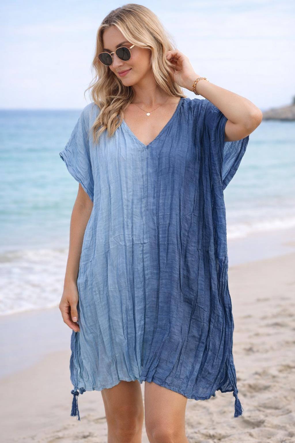 Großhändler Best Angel-Fashion Kingdom - Strandtunika aus Baumwolle mit Batikmuster