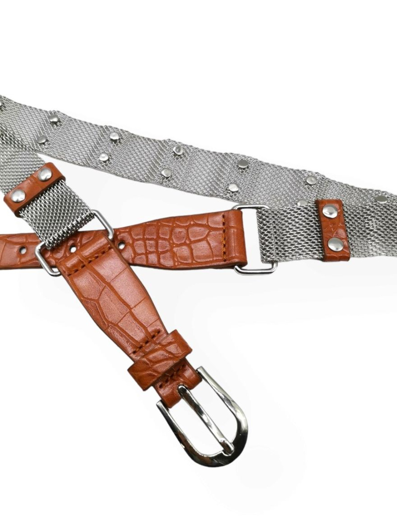 Großhändler Best Angel-Fashion Kingdom - Bi-Material-Gürtel mit Metall und Strasssteinen