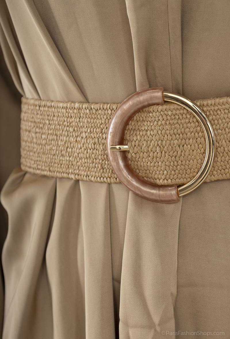 Grossiste Best Angel-Fashion Kingdom - Ceinture élastique boucle ronde effet paille