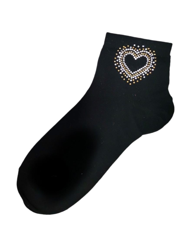 Wholesaler Best Angel-Fashion Kingdom - Plain sock with heart motif rhinestones