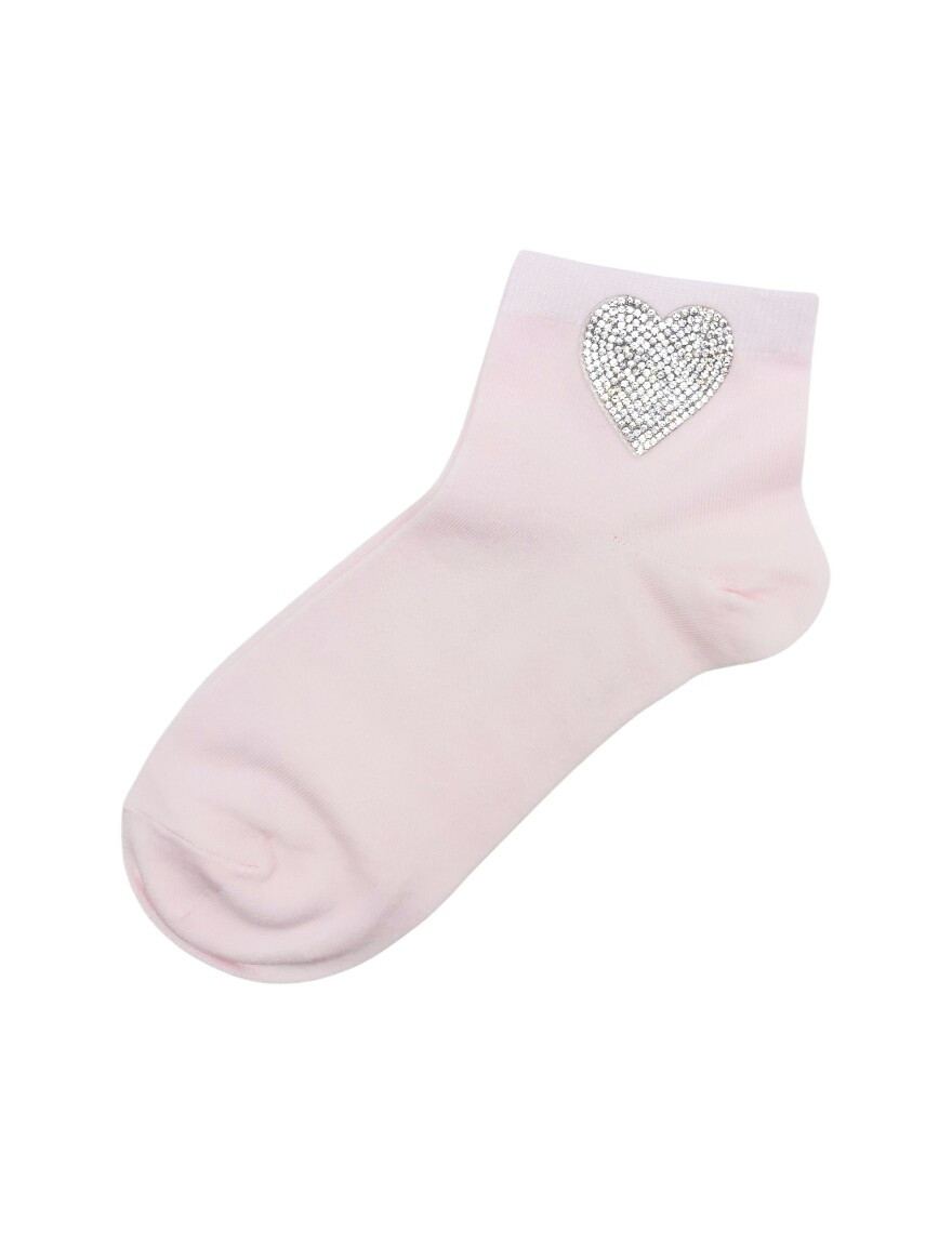 Grossiste Best Angel-Fashion Kingdom - Chaussette unicolore avec strass motif cœur