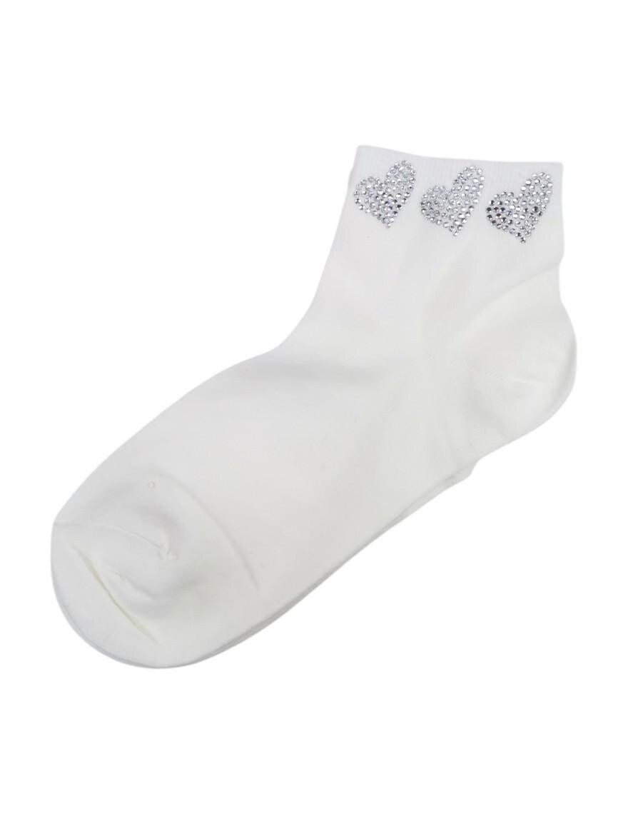 Grossiste Best Angel-Fashion Kingdom - Chaussette unicolore avec strass motif cœurs