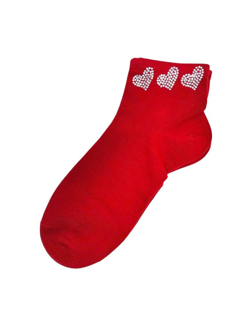 Wholesaler Best Angel-Fashion Kingdom - Solid color sock with heart pattern rhinestones