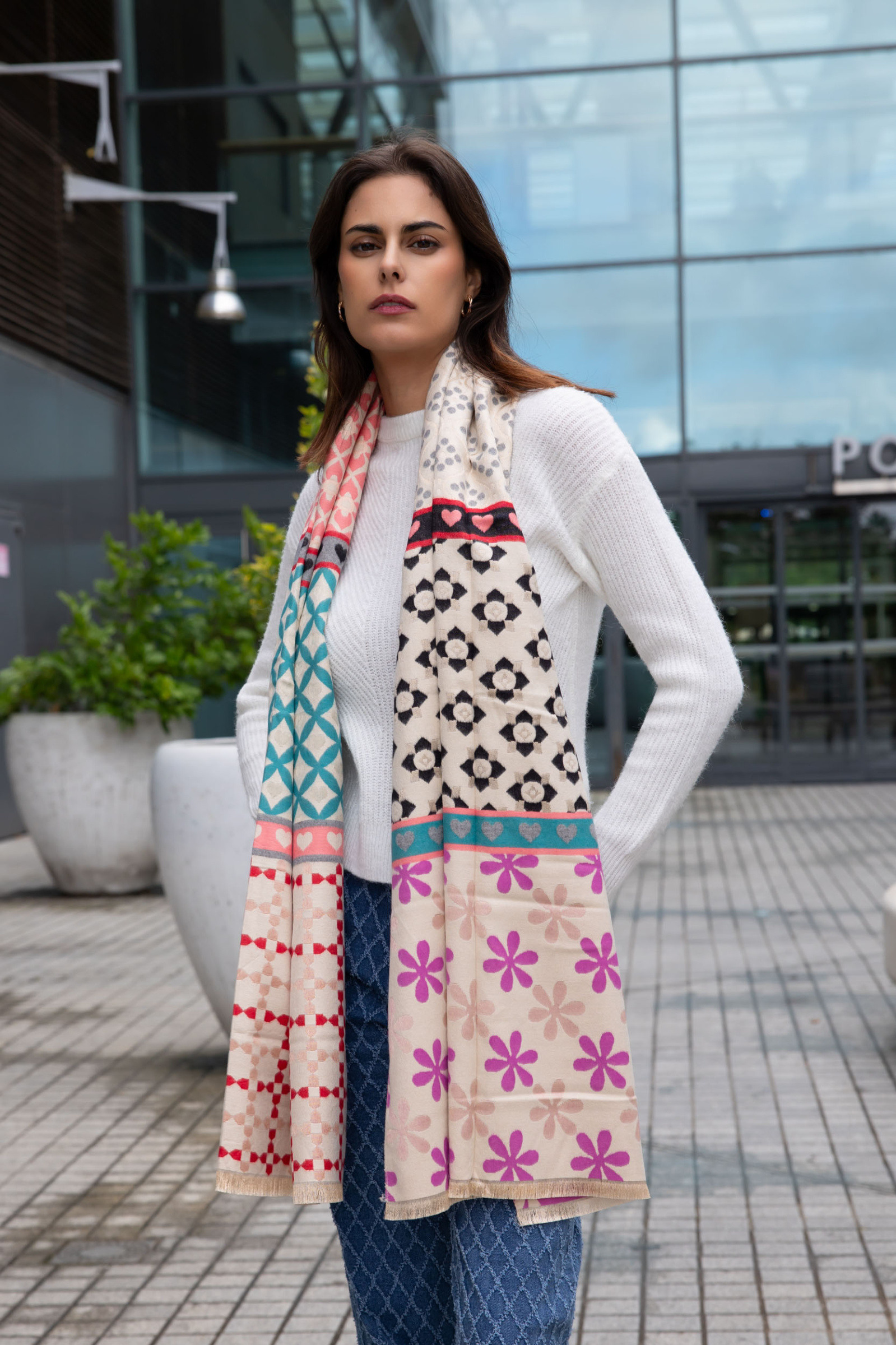 Mayorista Best Angel-Fashion Kingdom - Bufanda larga de doble cara con múltiples motivos