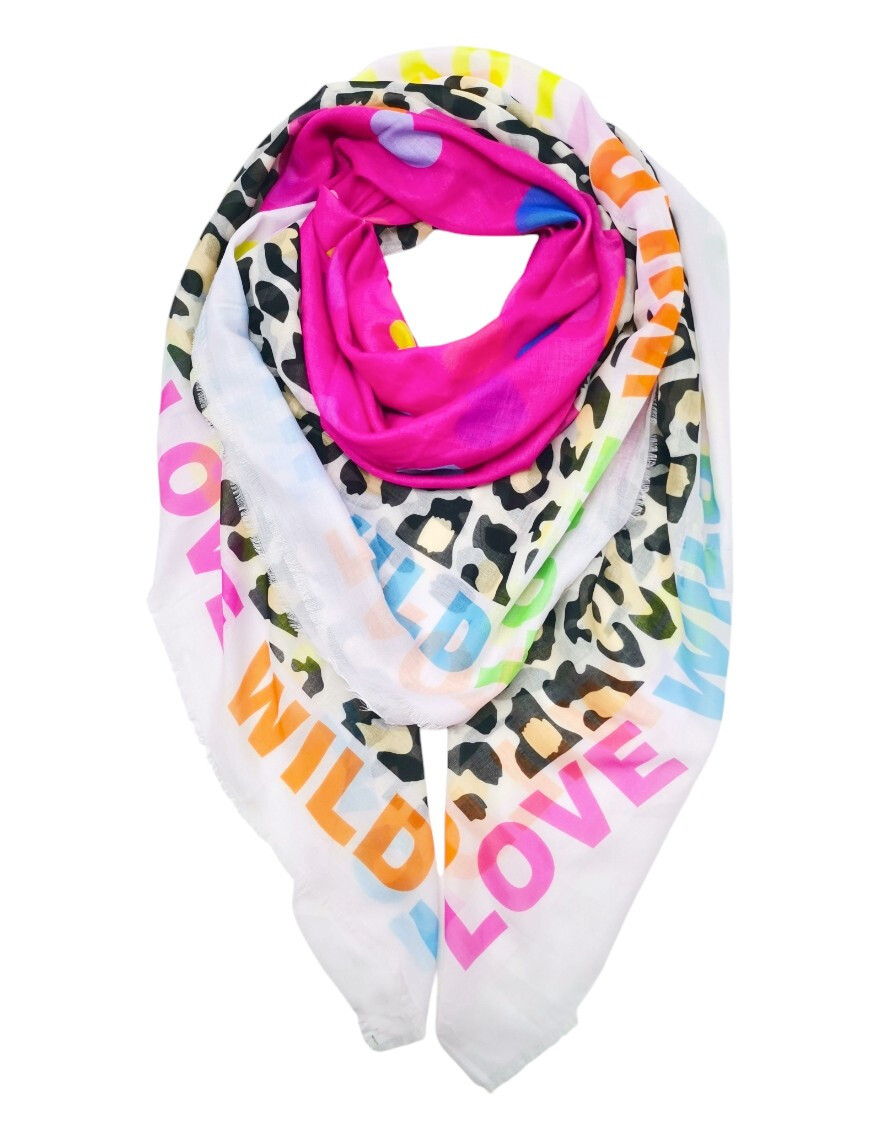 Wholesaler Best Angel-Fashion Kingdom - "Wild love" square scarf on leopard and heart background