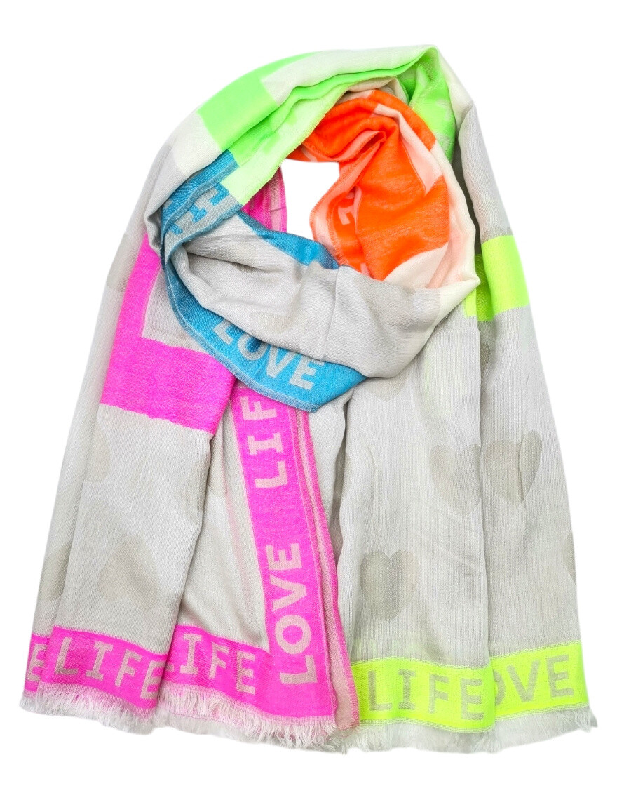 Wholesaler Best Angel-Fashion Kingdom - Large scarf "Love life" and "Happy" on a heart background