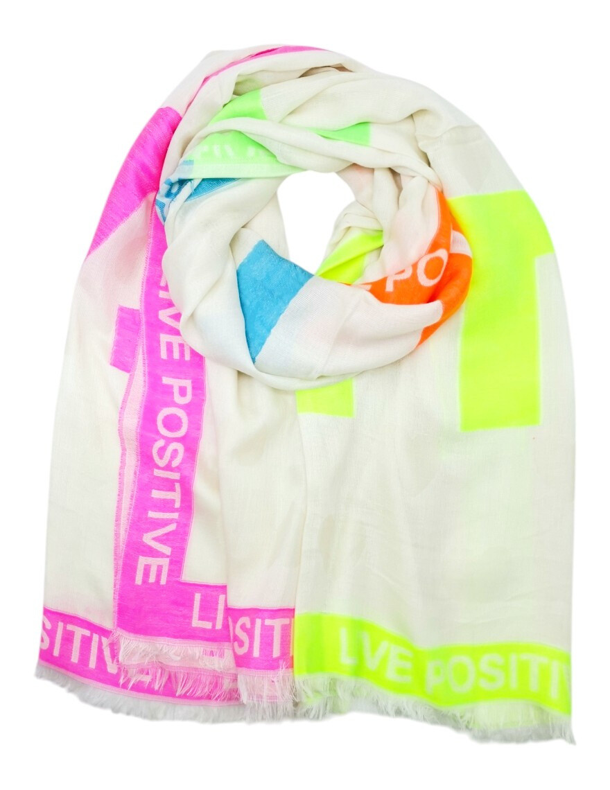 Wholesaler Best Angel-Fashion Kingdom - Large scarf "Live positive" and "Smile" on a heart background