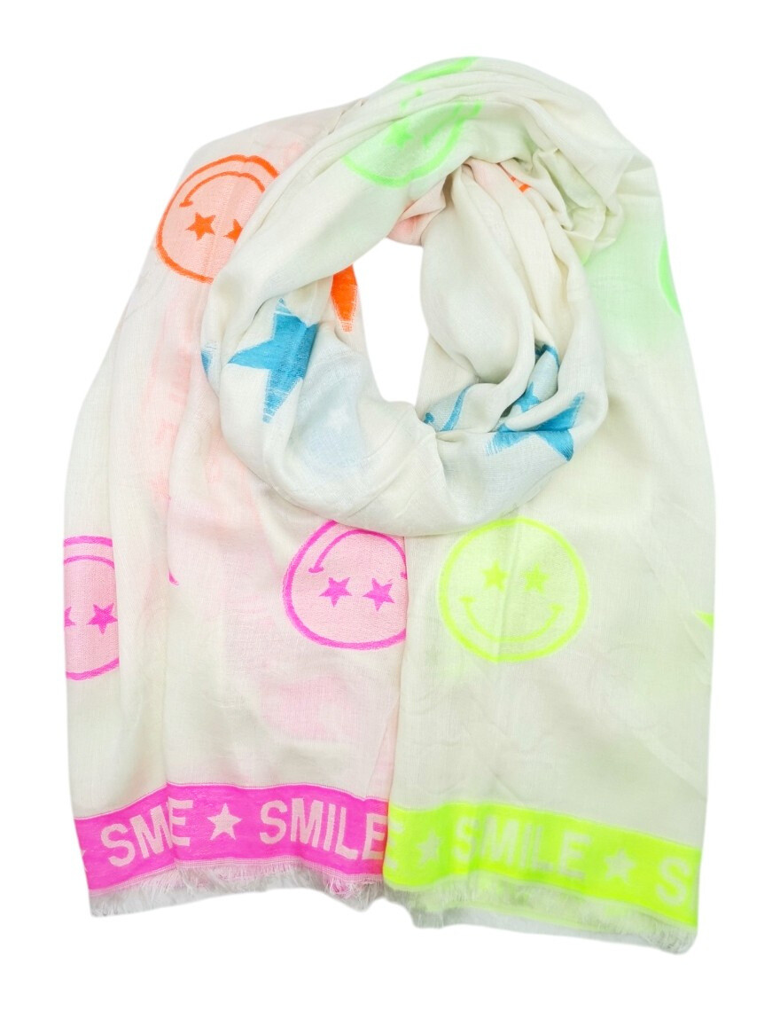 Wholesaler Best Angel-Fashion Kingdom - Large "Smile" scarf with star on smiley background