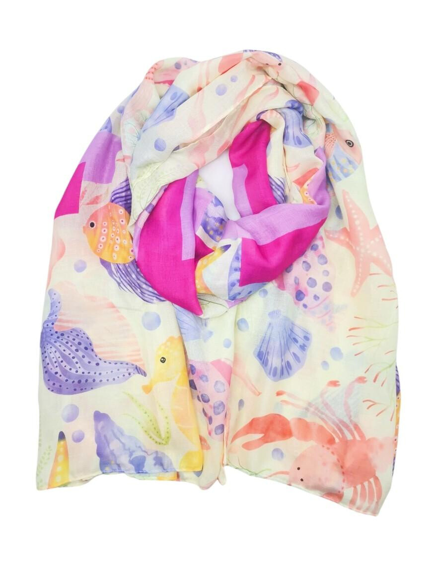 Wholesaler Best Angel-Fashion Kingdom - "Meer" scarf on a marine pattern background